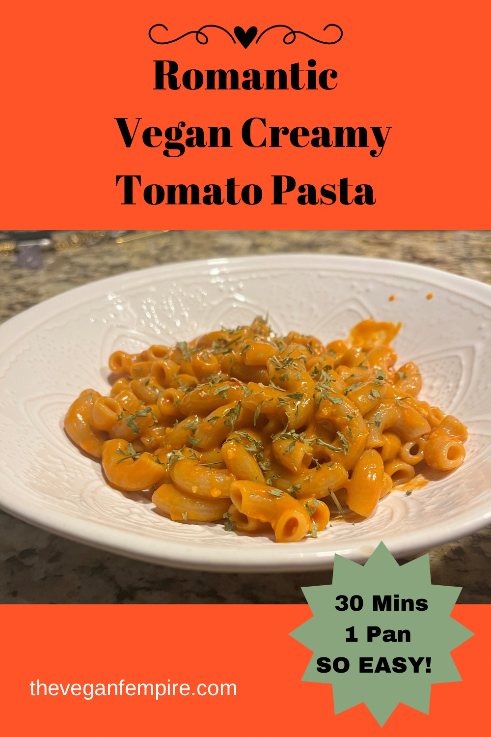 Romantic Vegan Creamy Tomato Pasta